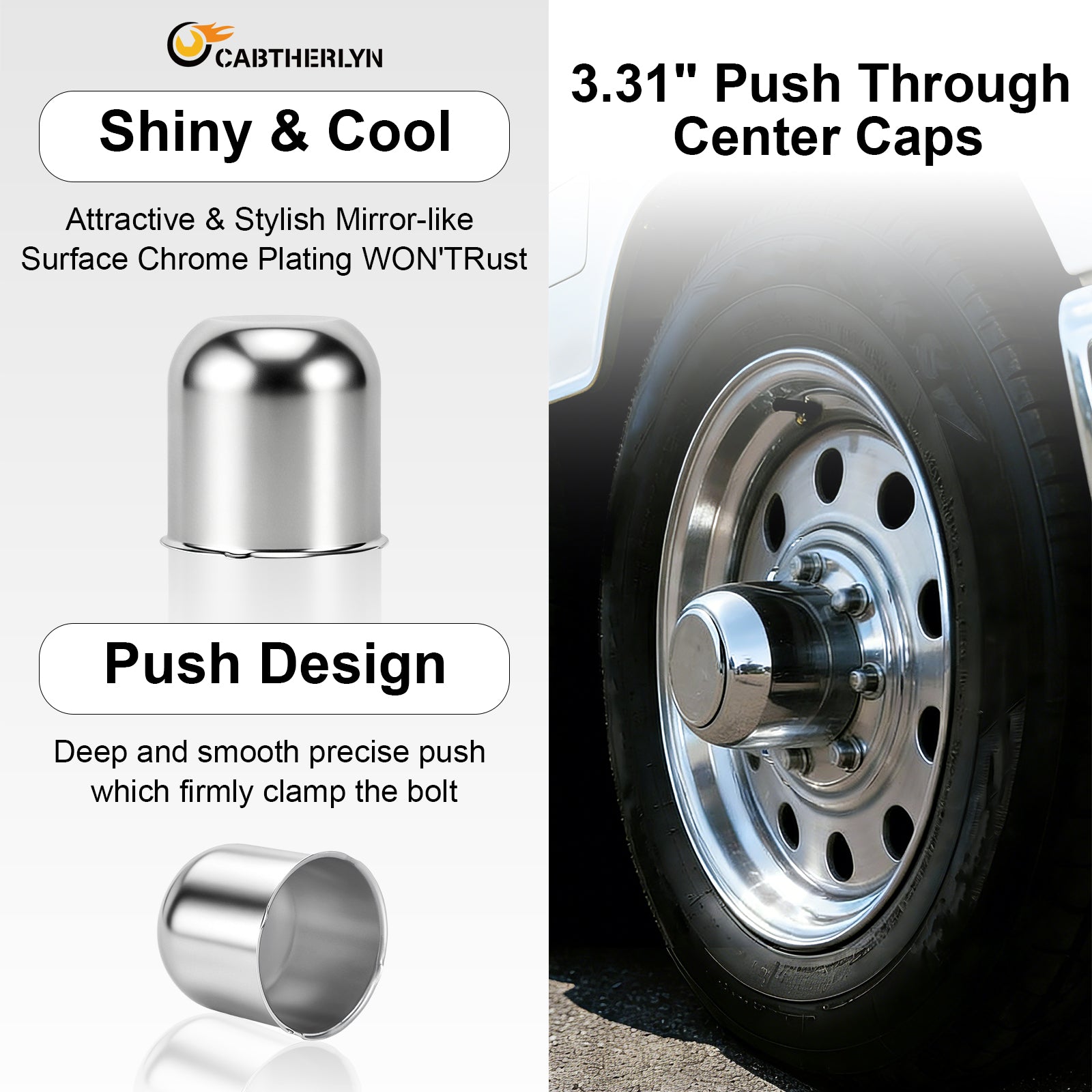 Chrome Lug Nut Cover – Small Tapered Dome – 3.03" × 3.31" (LT1)
