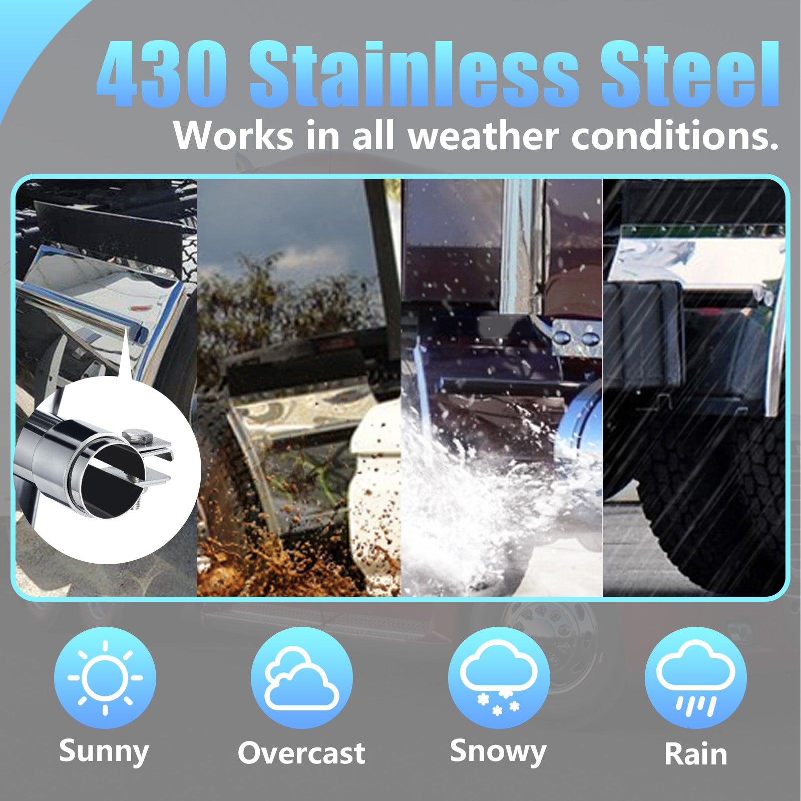 Polished Stainless 24" Quarter Fender – Smooth Face (4001)