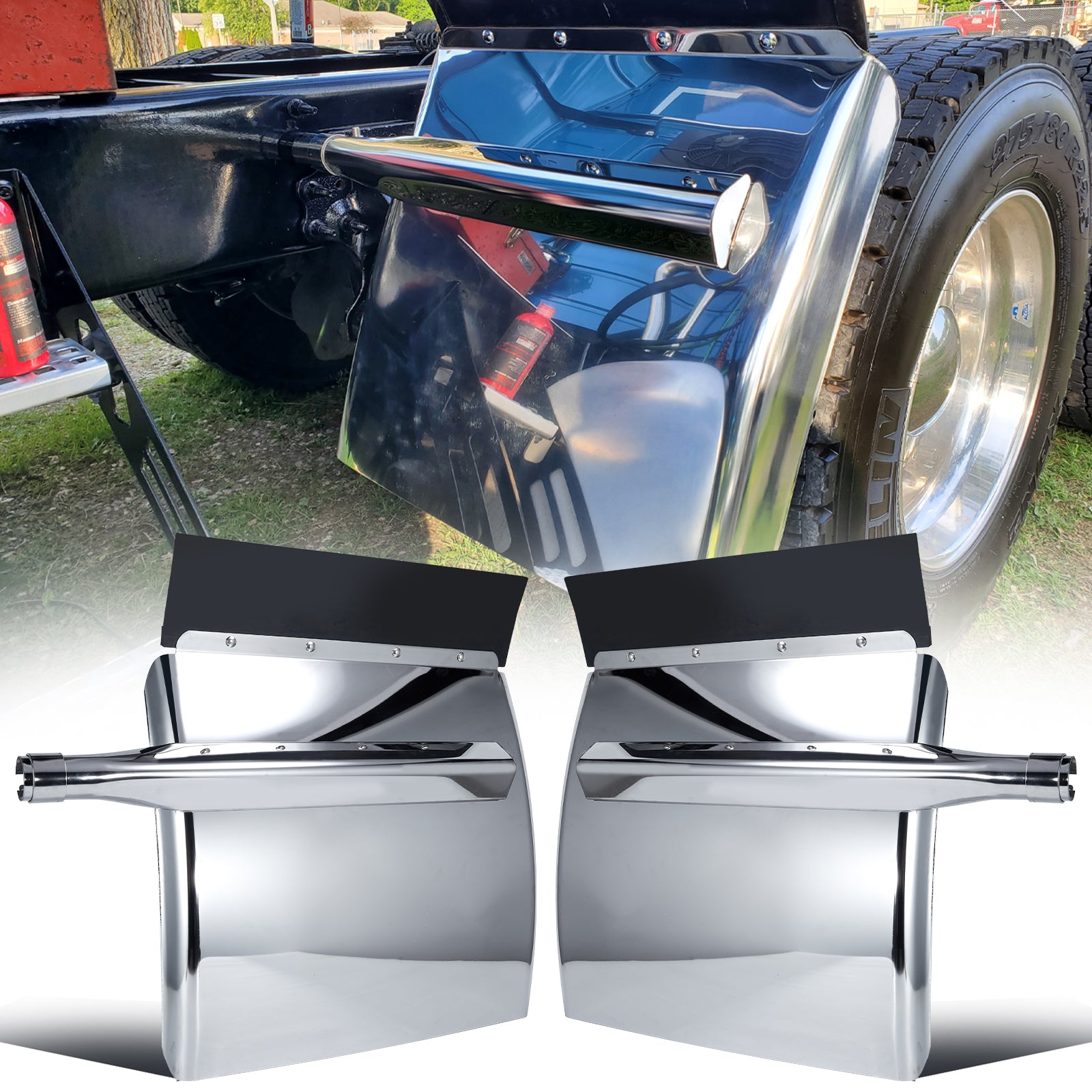 Polished Stainless 24" Quarter Fender – Curved Character Rib (5001)