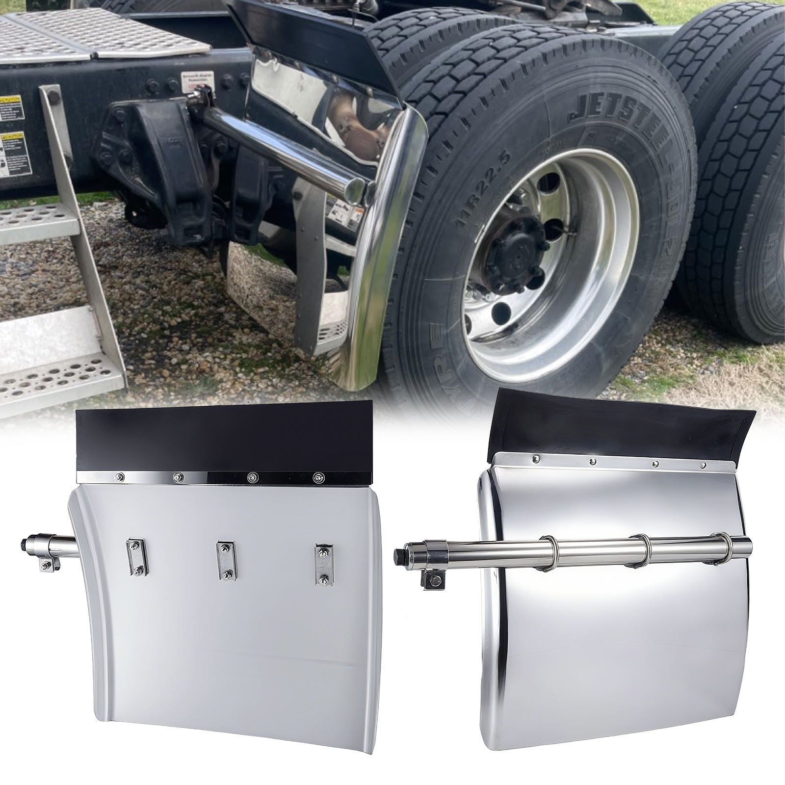 Polished Stainless 24" Quarter Fender – 3-Bar Reinforcement (6001)