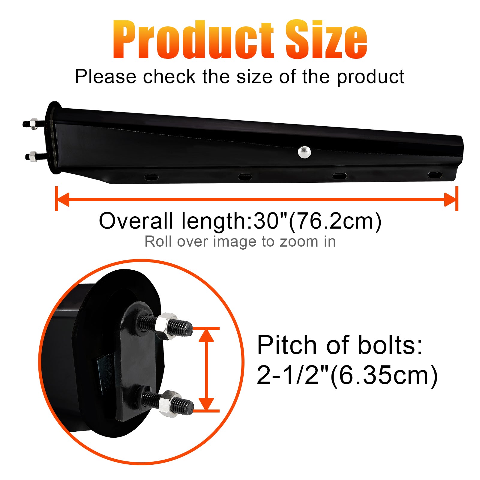 Black Mud Flap Hanger – 30" Straight Tapered, MF10 Rev – Dual Bolt Pitch (646BK)