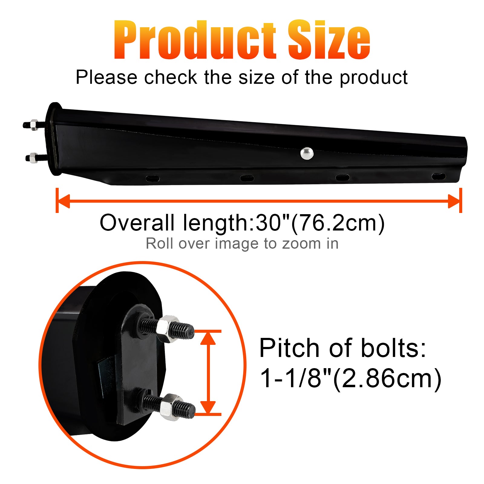 Black Mud Flap Hanger – 30" Straight Tapered, MF10 Rev – Dual Bolt Pitch (646BK)