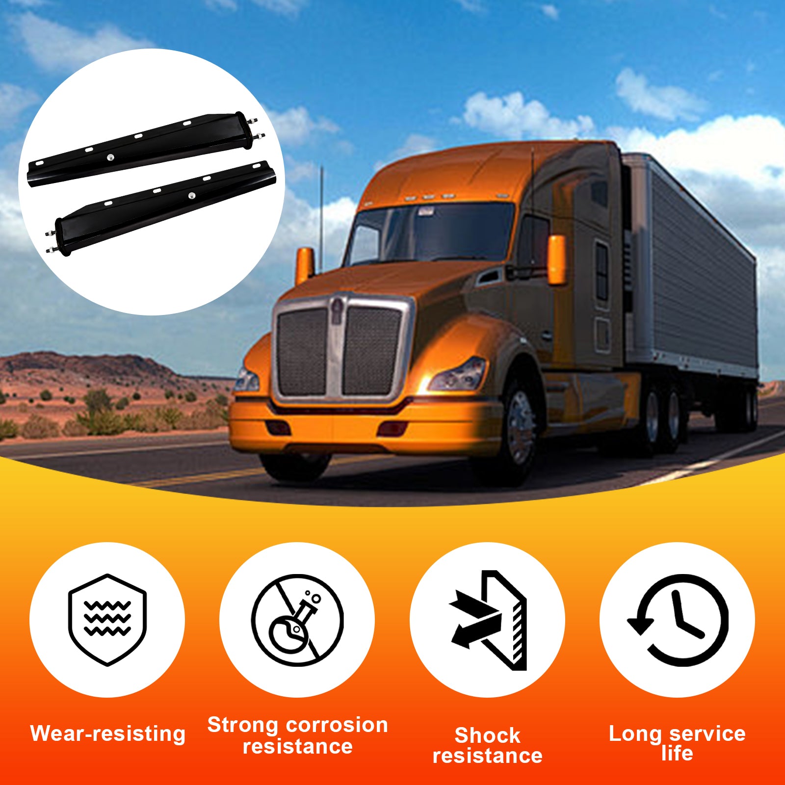 Black Mud Flap Hanger – 30" Straight Tapered, MF10 Rev – Dual Bolt Pitch (646BK)