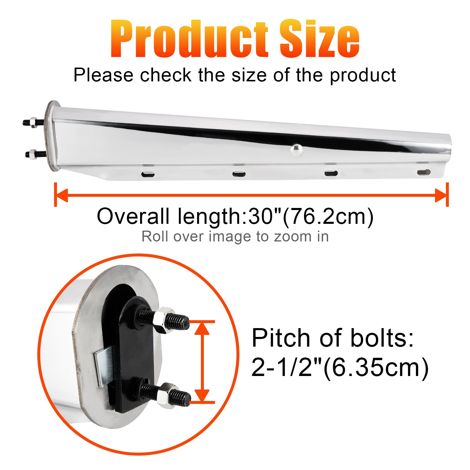 Polished Stainless Mud Flap Hanger – 30" Straight Tapered (646SS)
