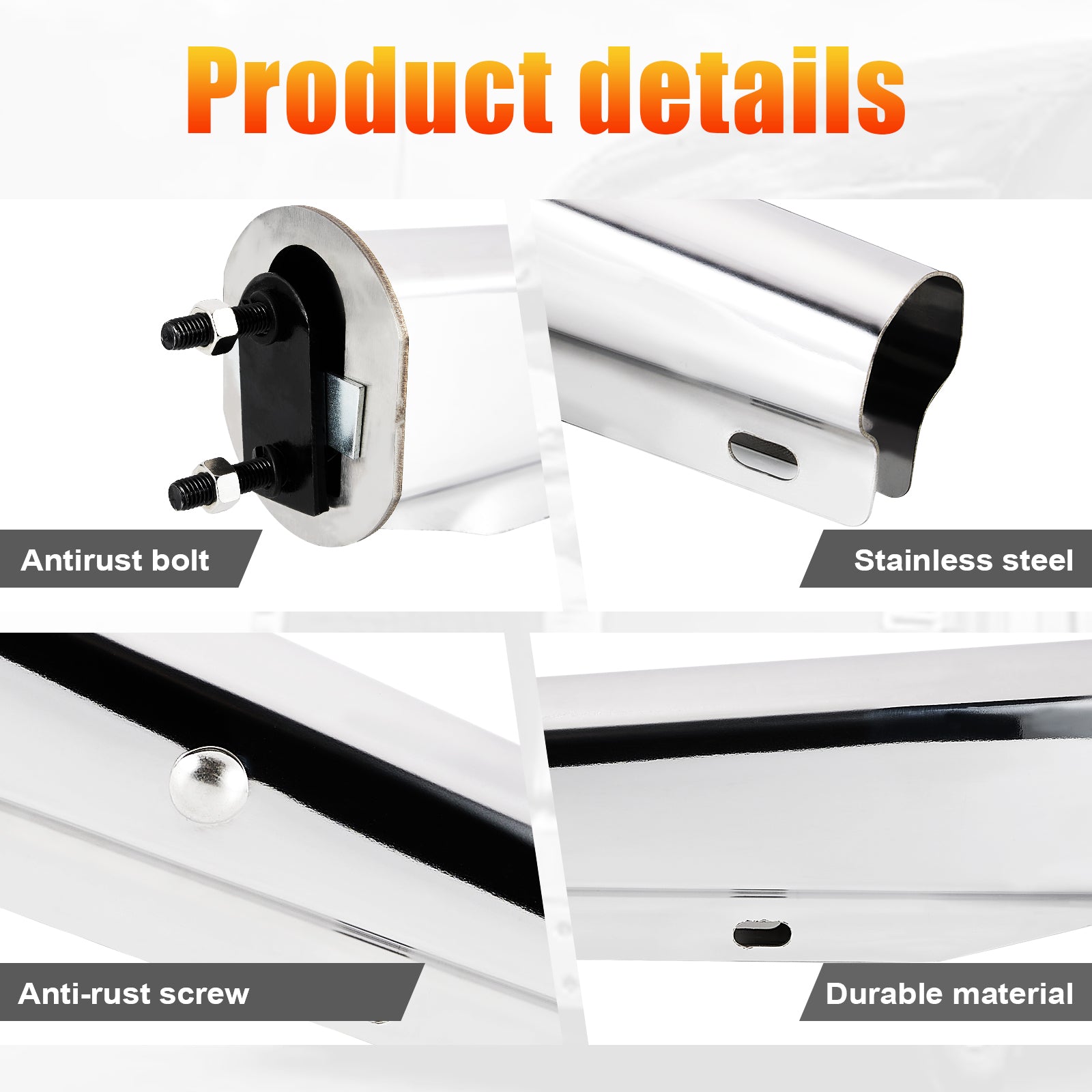 Polished Stainless Mud Flap Hanger – 30" Straight Tapered (646SS)