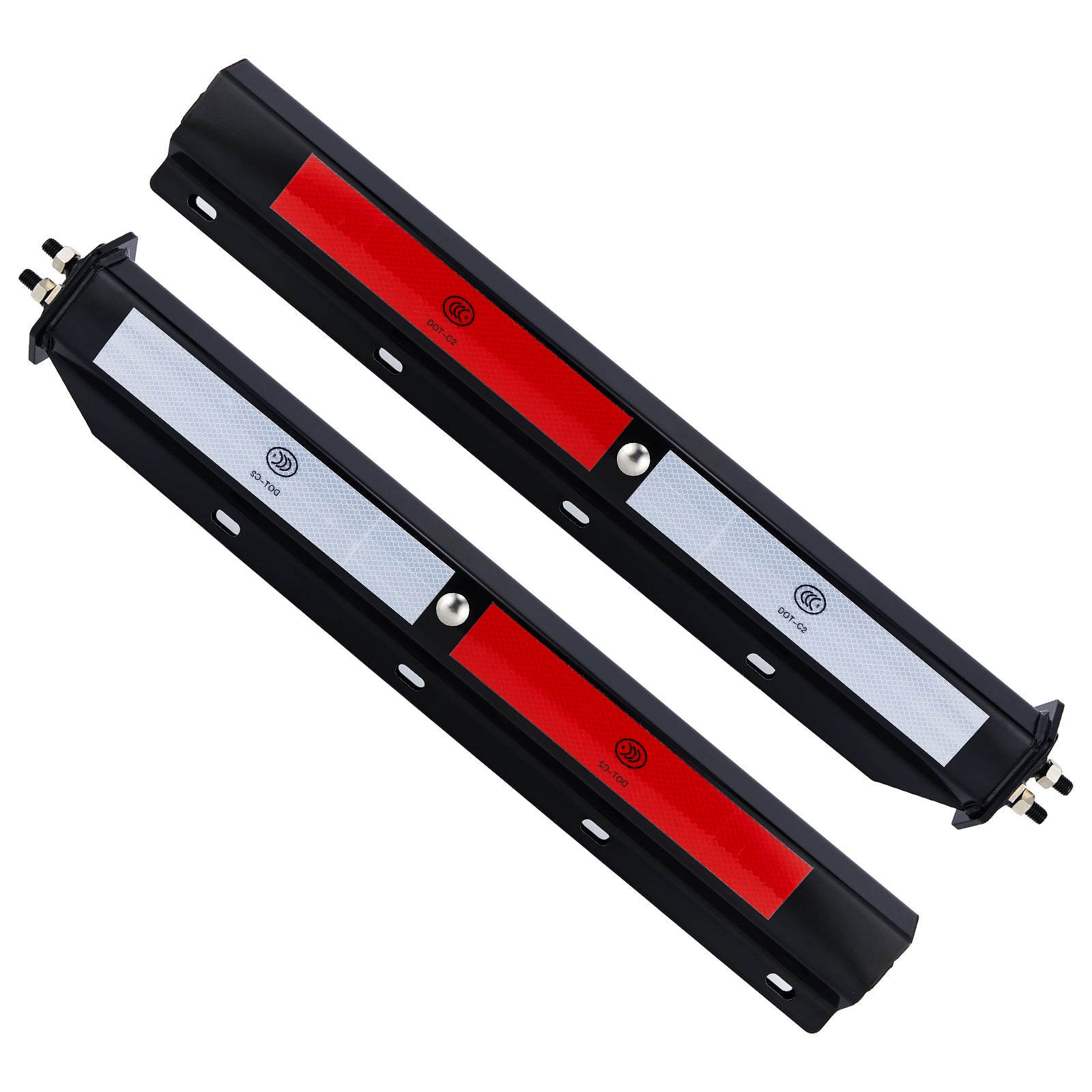 Black Mud Flap Hanger – 30" Straight Rectangular Bar with DOT-C2 Reflective Tape (655BK)