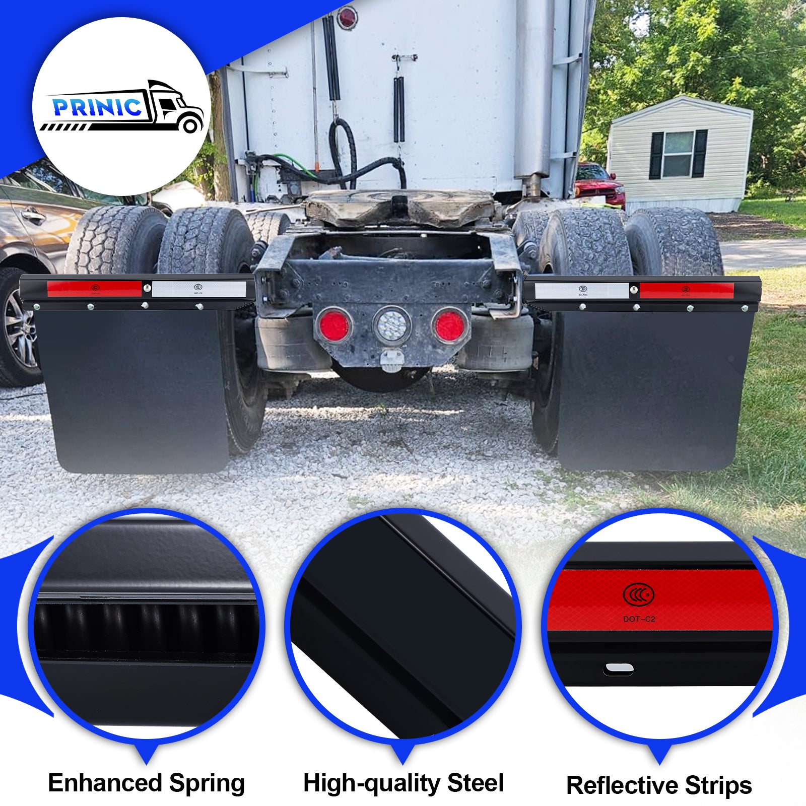 Black Mud Flap Hanger – 30" Straight Rectangular Bar with DOT-C2 Reflective Tape (655BK)