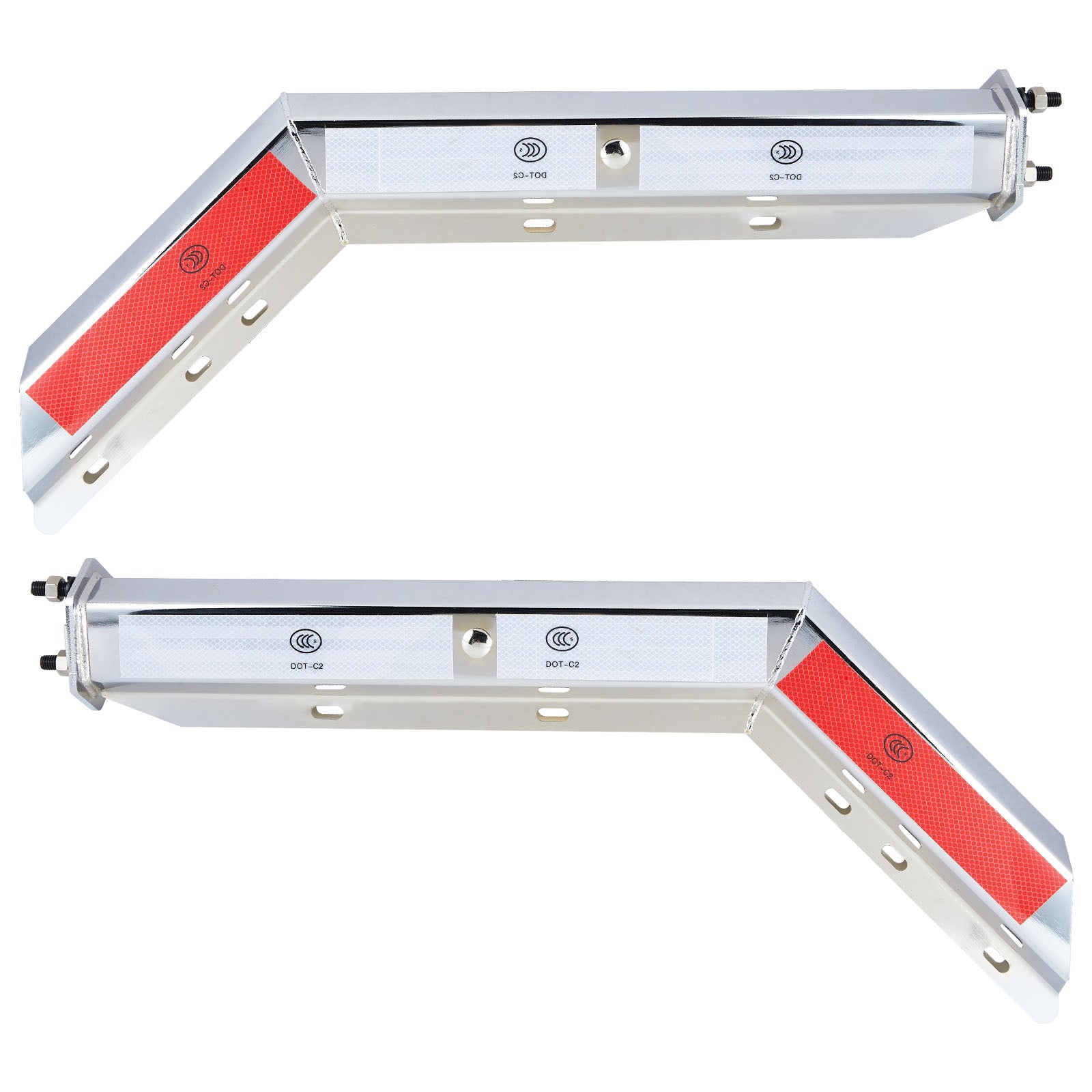 Chrome Mud Flap Hanger – 30" Angled/Bent with DOT-C2 Reflective Tape (655CH)
