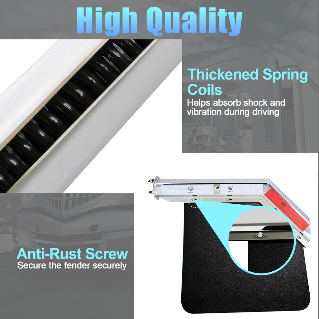 Chrome Mud Flap Hanger – 30" Angled/Bent with DOT-C2 Reflective Tape (655CH)