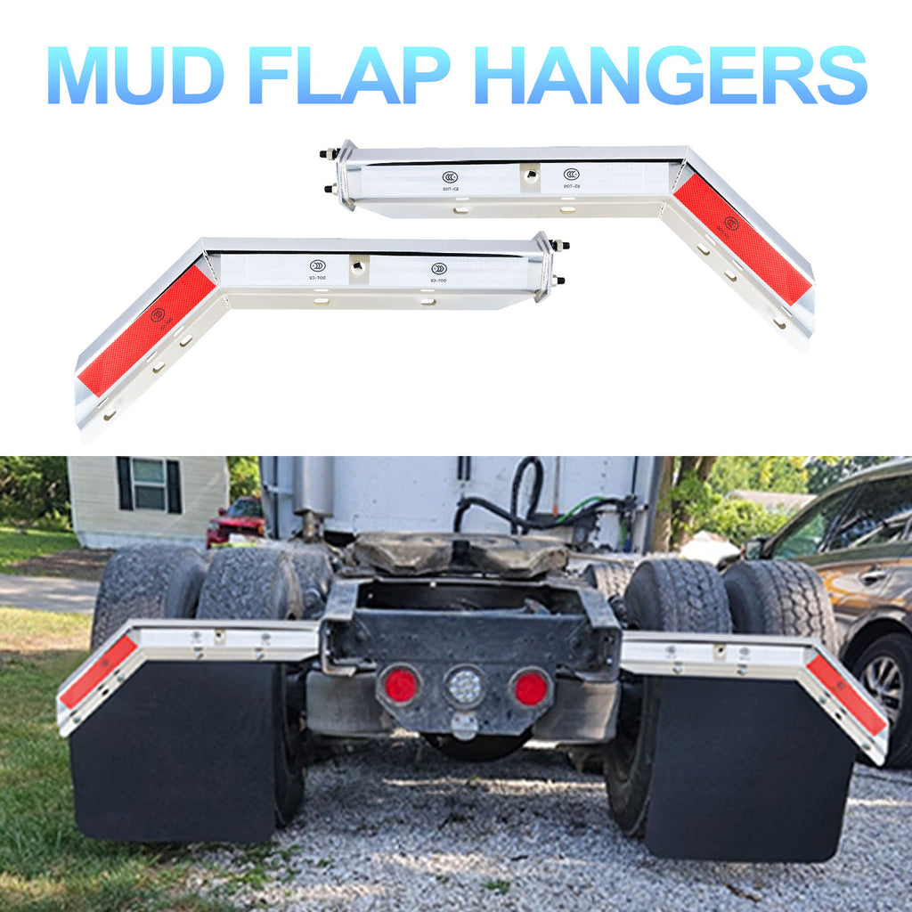 Chrome Mud Flap Hanger – 30" Angled/Bent with DOT-C2 Reflective Tape (655CH)