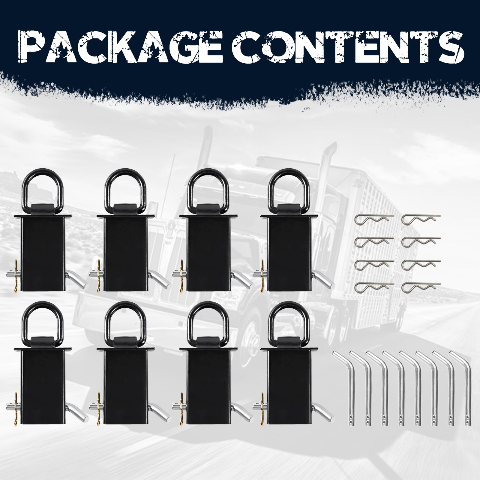 Container D-Ring Tie-Down Anchor — 9-Piece Set — Black or Zinc (SL-D127)