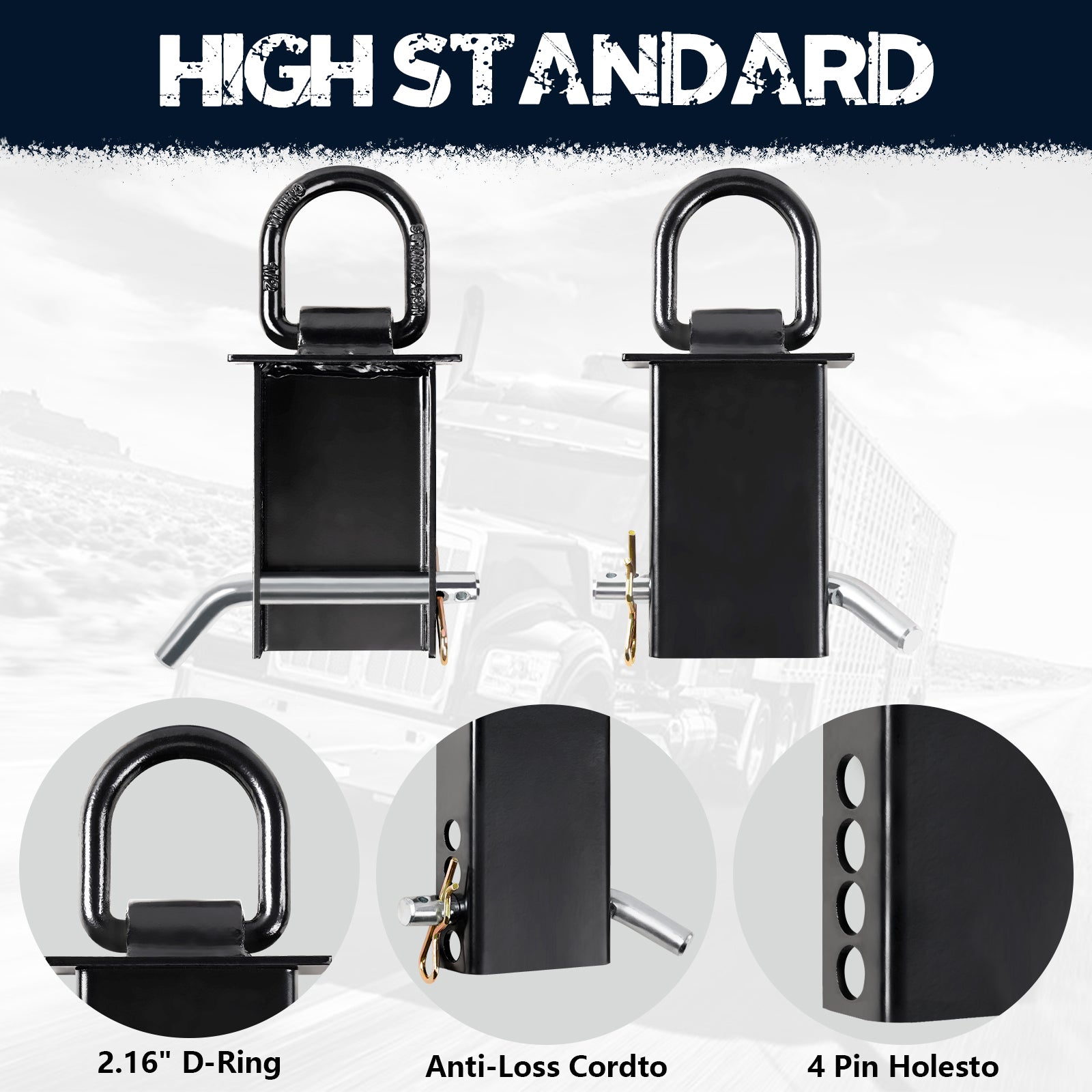 Container D-Ring Tie-Down Anchor — 9-Piece Set — Black or Zinc (SL-D127)