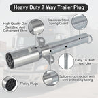 7-Way SAE J560 Trailer Plug — Chrome, Trailer-Side, Spring Strain Relief - view 2