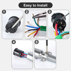 7-Way SAE J560 Trailer Plug — Chrome, Trailer-Side, Spring Strain Relief - view 6