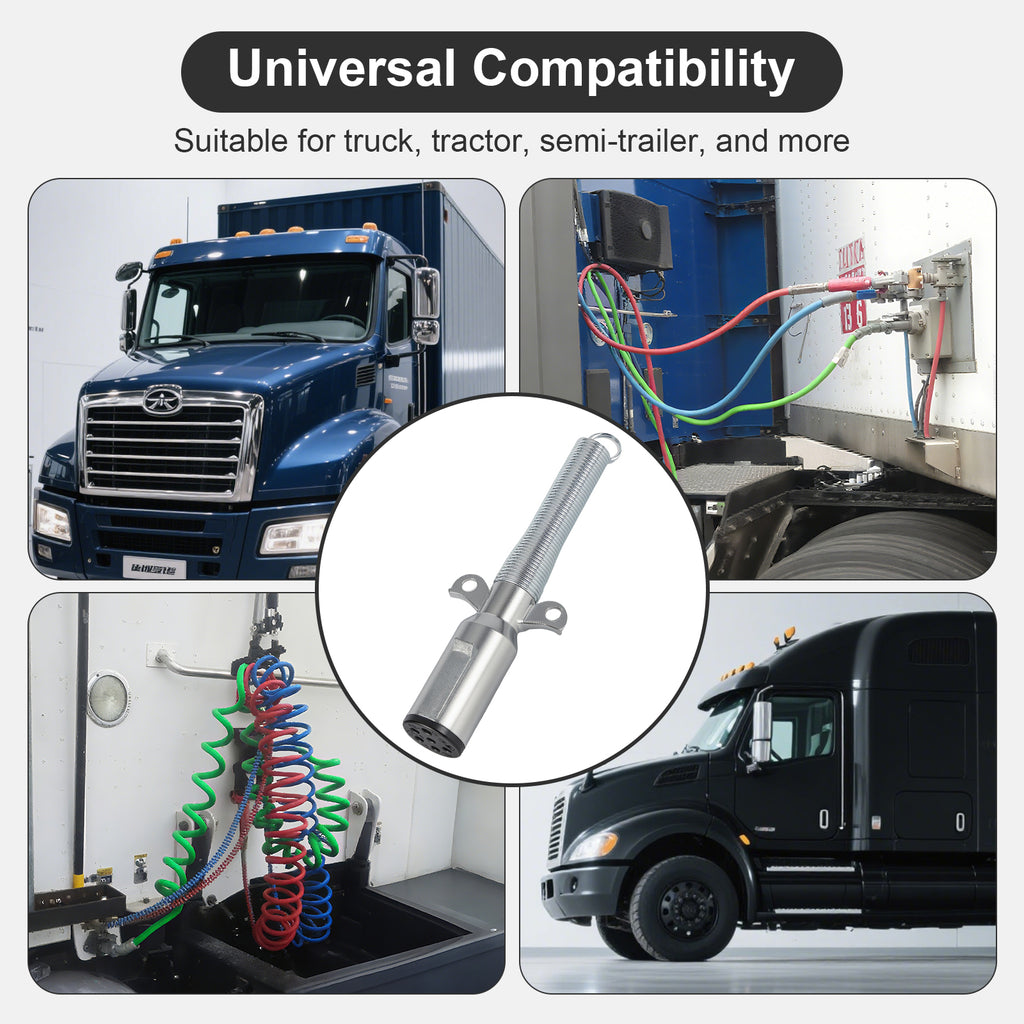 7-Way SAE J560 Trailer Plug — Chrome, Trailer-Side, Spring Strain Relief (SL-S2)