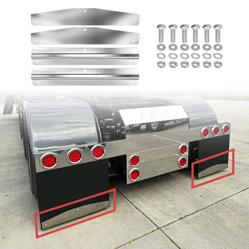 Stainless Mud Flap Weight Set – 24" Anti-Sail Plates with Backing Bars (WB001)