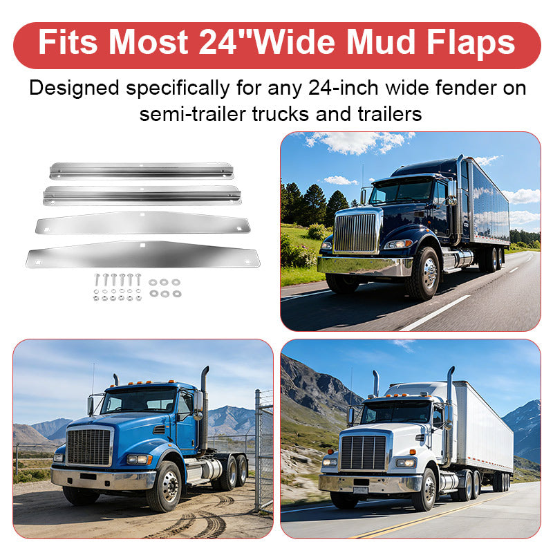 Stainless Mud Flap Weight Set – 24" Anti-Sail Plates with Backing Bars (WB001)
