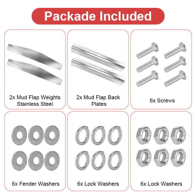 Stainless Mud Flap Weight Set – 24" Anti-Sail Plates with Backing Bars (WB001)