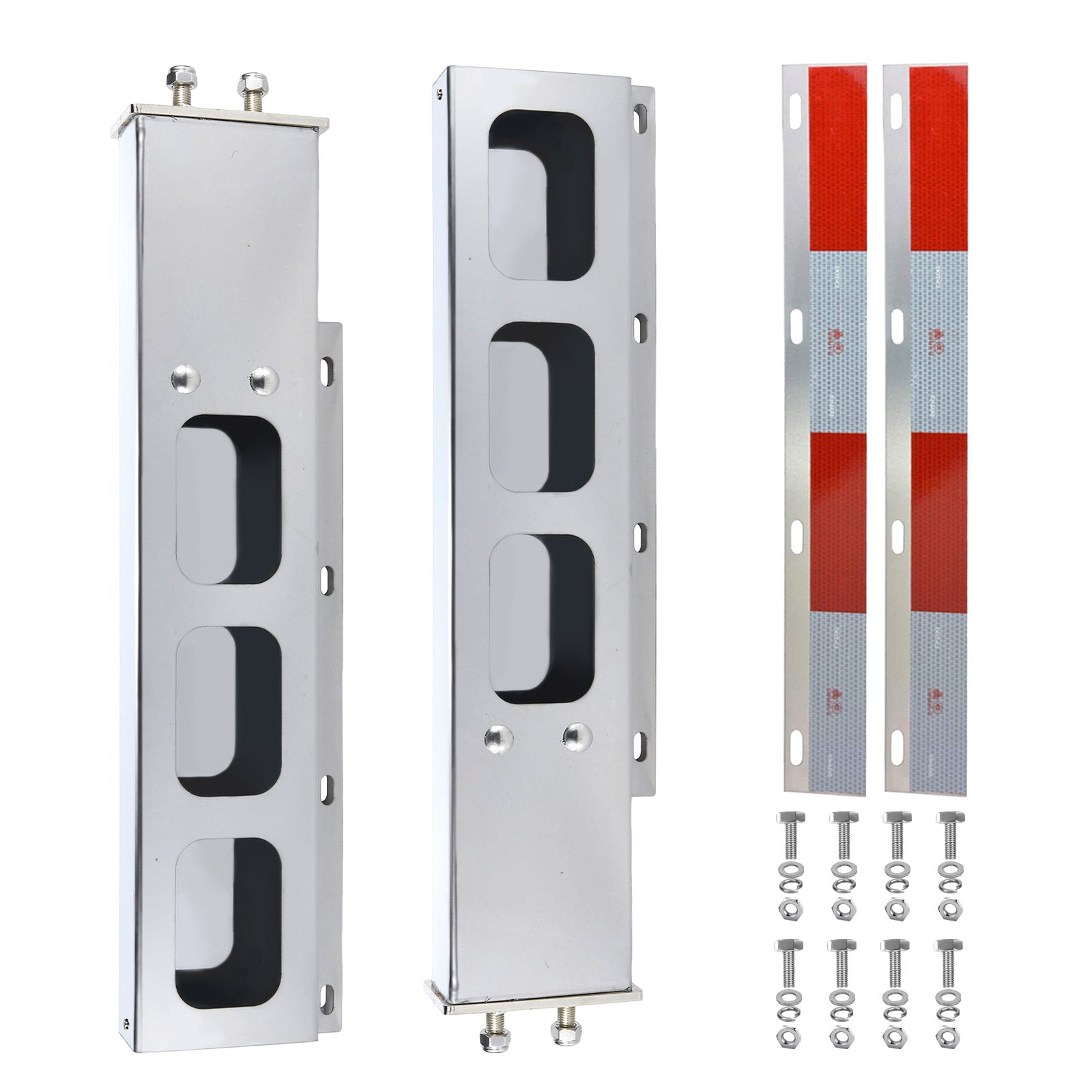 Polished Stainless Mud Flap Bracket Light Housing – Tall Pill-Shape Cutouts